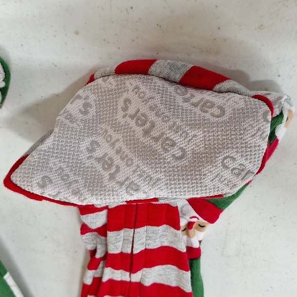 NEW! Toddler Striped Santa Christmas Footed Pajama Set, Red/Green - Carter's 12M - Picture 6 of 10